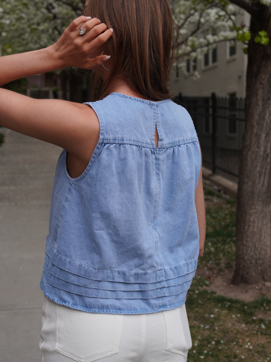 Forget Me Not Denim Tank
