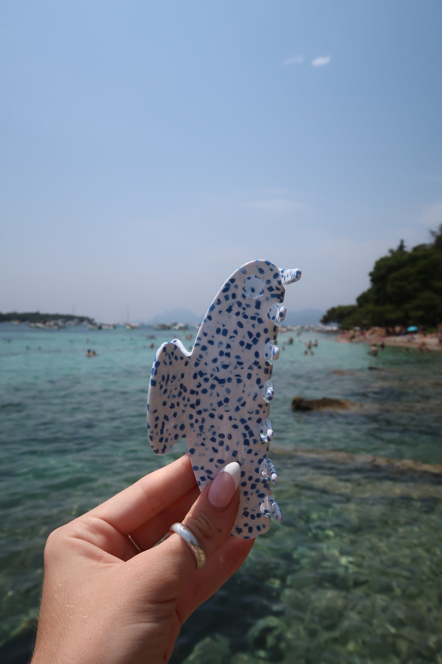 Blue Speckled Oversized Kaxi Claw Clip