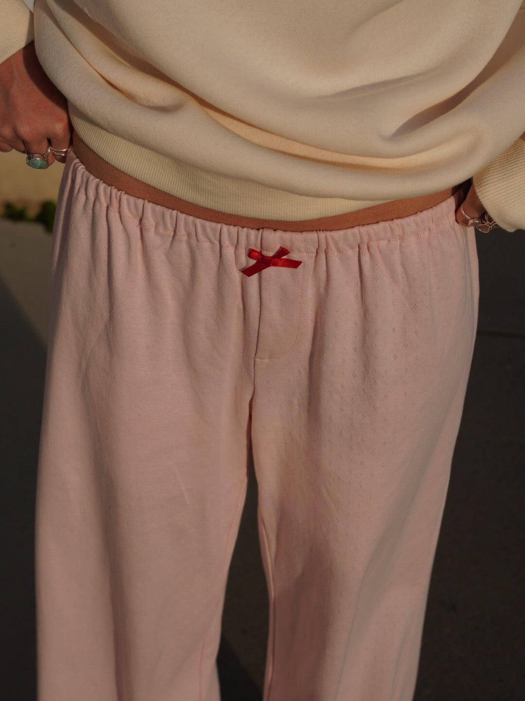 Rosebud Pointelle Knit Pants // Blush