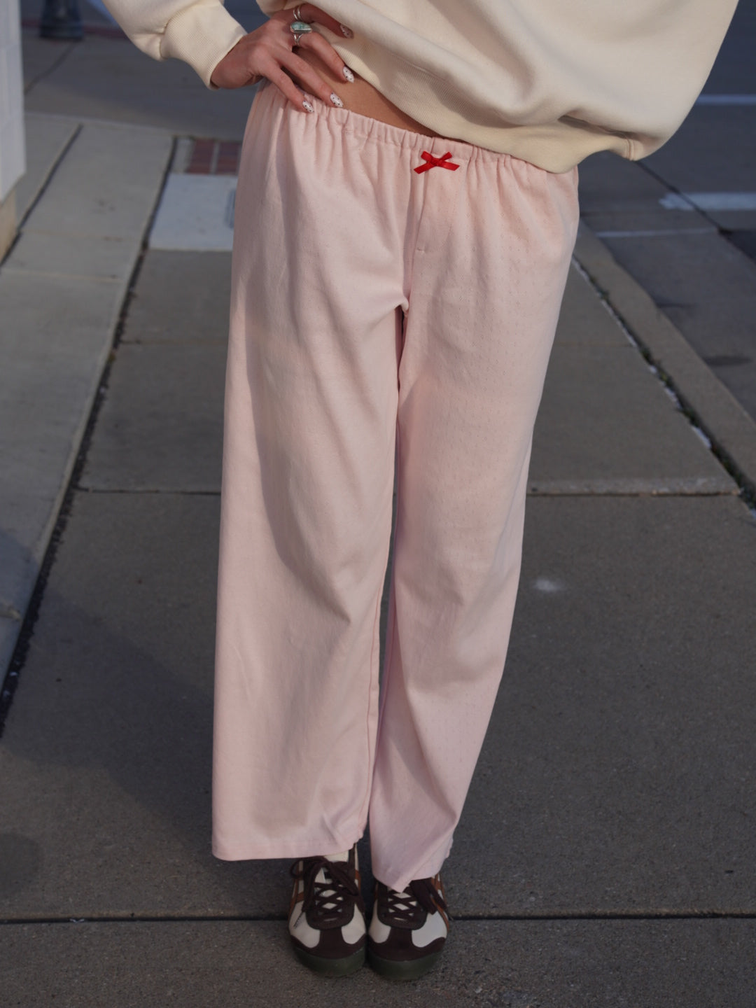 Rosebud Pointelle Knit Pants // Blush