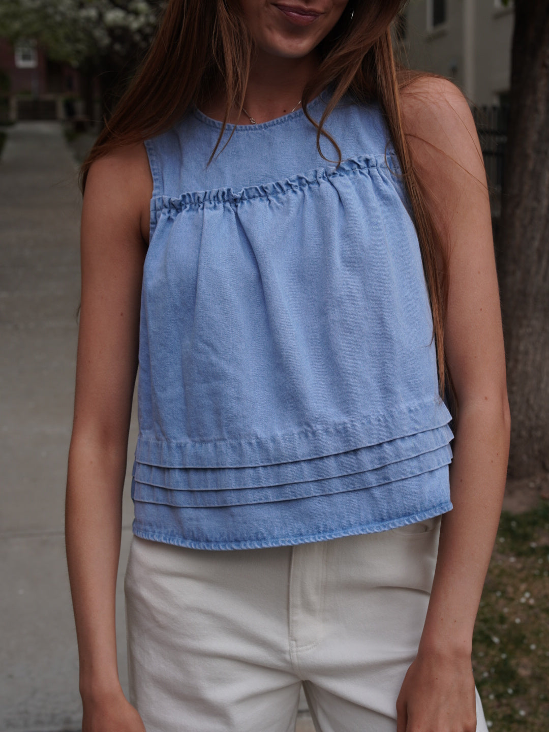 Forget Me Not Denim Tank