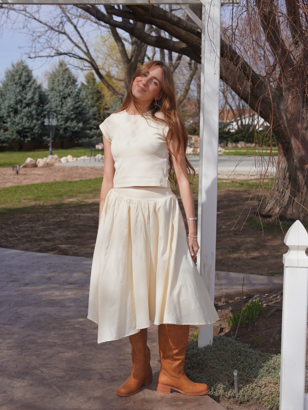 White Rose Skirt Set