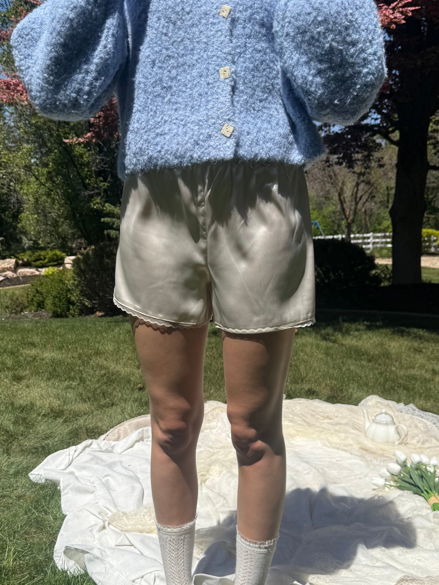 Coconut Cream Lace Shorts