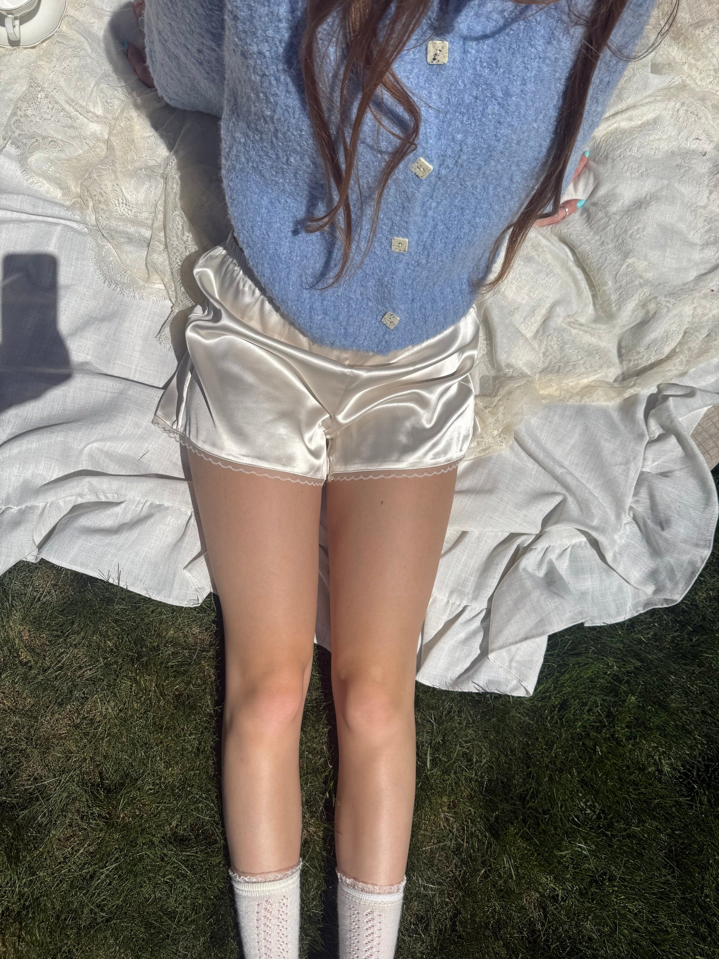 Coconut Cream Lace Shorts
