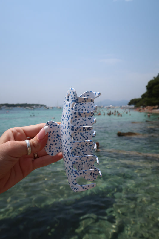 Blue Speckled Oversized Kaxi Claw Clip