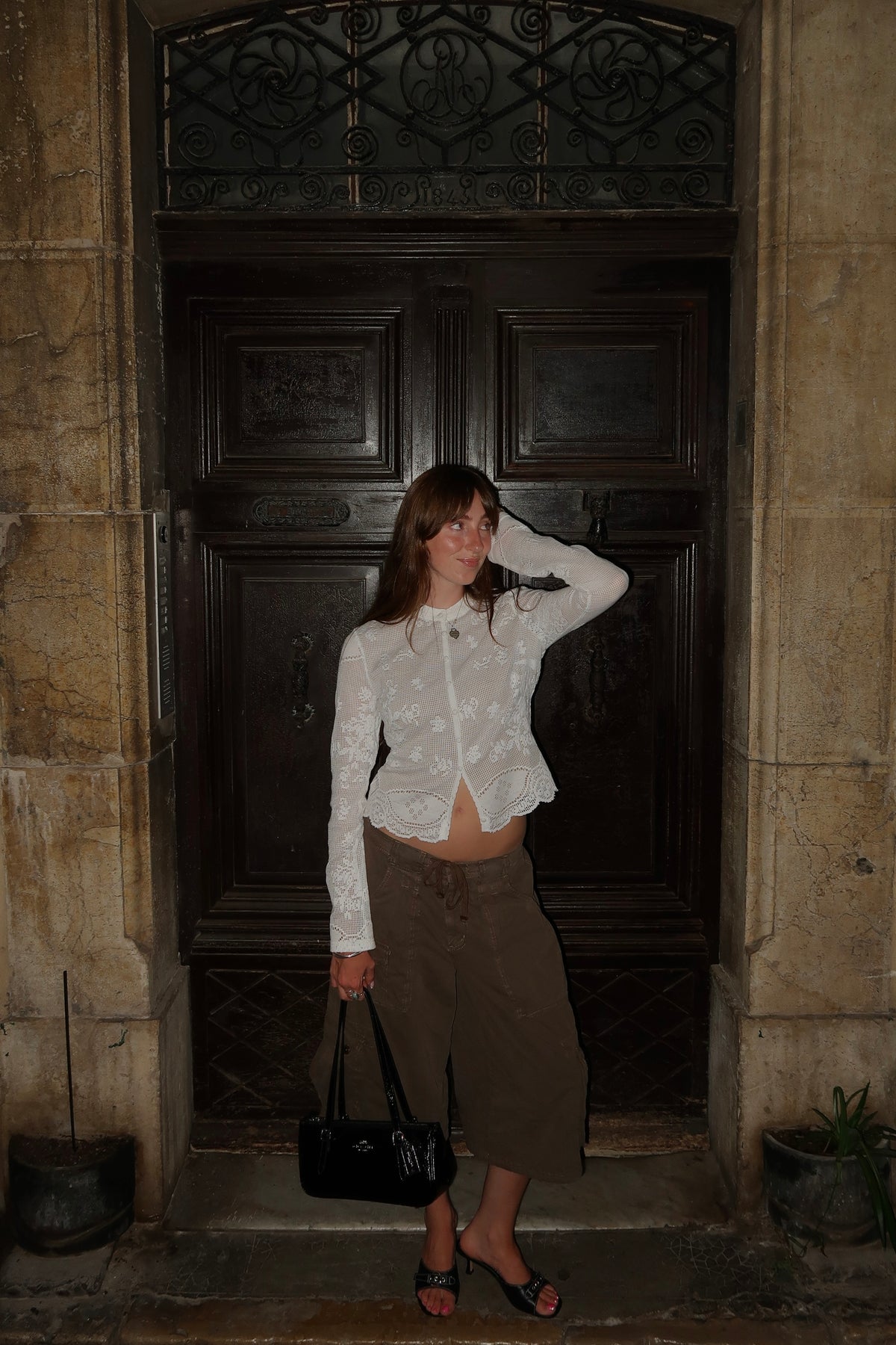 Ciao! Lace Button Up Top