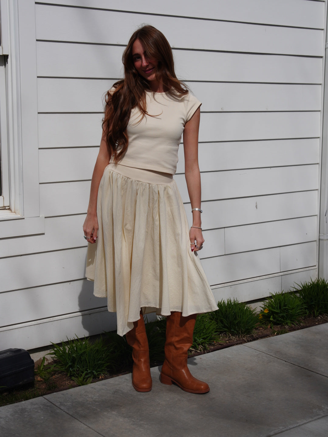 White Rose Skirt Set