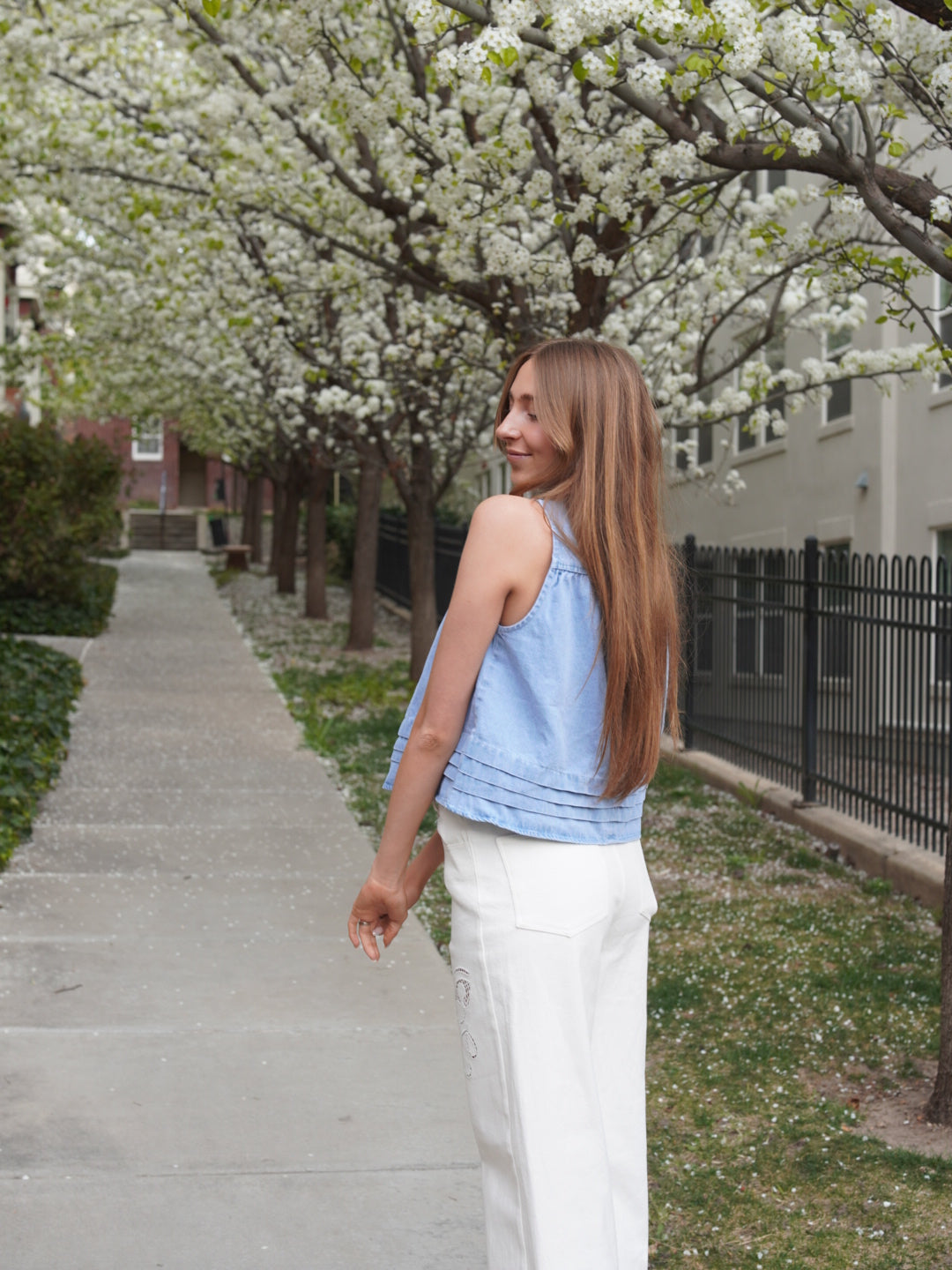 Forget Me Not Denim Tank
