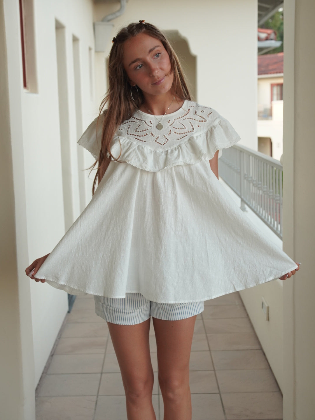Santorini Ruffle Top