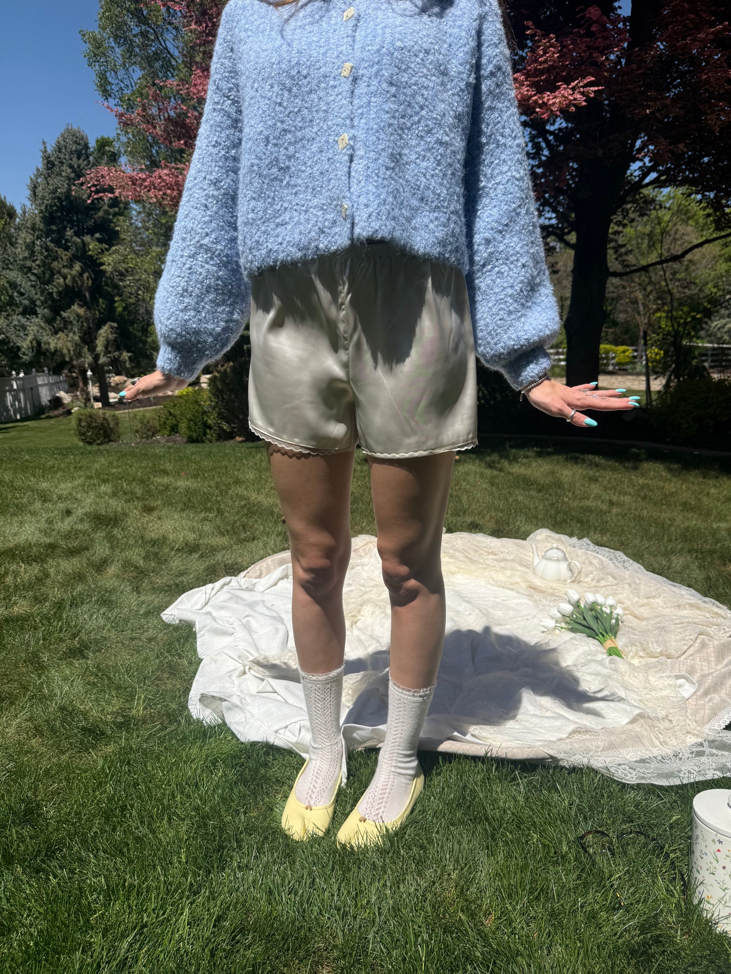 Coconut Cream Lace Shorts