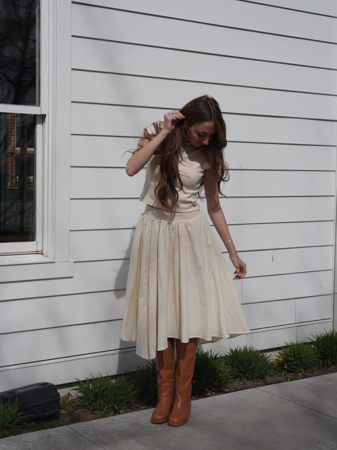White Rose Skirt Set