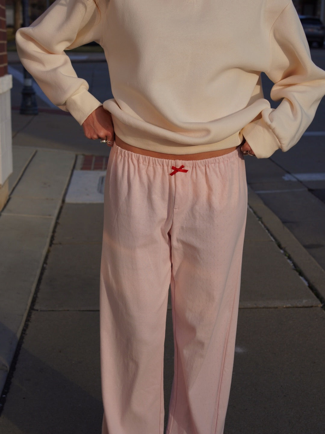 Rosebud Pointelle Knit Pants // Blush